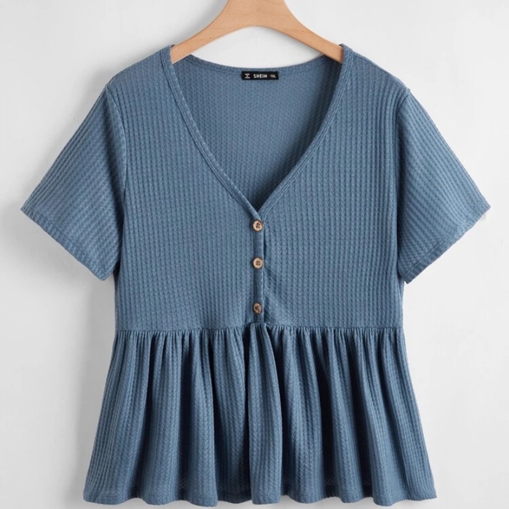 Shein waffle knit smock top